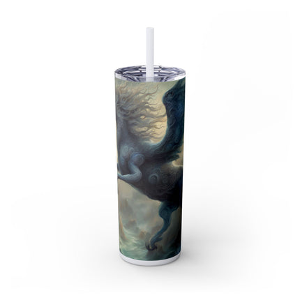 MAJESTIC MYTHS Skinny Tumbler - Electrified Blue Shock Pegasus Fantasy Traveler