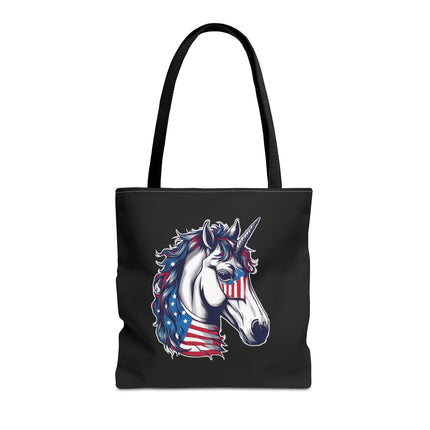 Patriotic Unicorn Gift Tote | American Flag Election Grocery Bag | United States Flag Freedom Lovers Office Travel Carrier | Patriot Sack