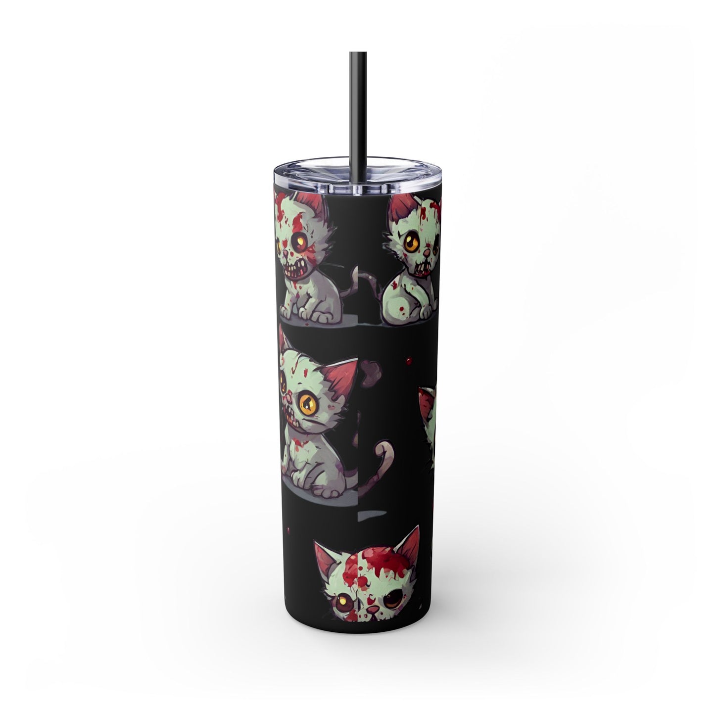 Zombie Kitties Skinny Tumbler | Mutated Kitten Zombies Insulated Cup | Furry Mutant Cats Office College School Hiking Road Drink Traveler