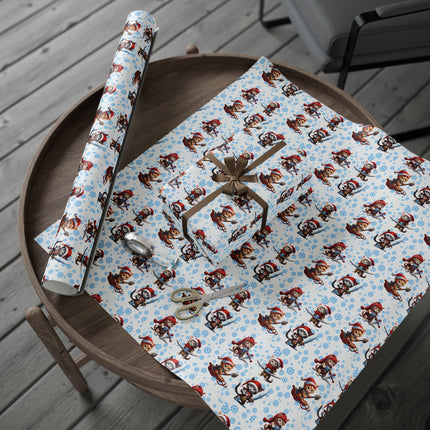 Christmas Wrapping Paper Kitten Warriors Snow Cats White Blue Red Santa Hats Snowflakes Presents Gift Wrap Holiday Gift Wrap Roll