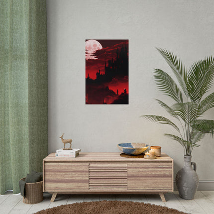 Castlevania Simon Belmont Video Game Room Inspired Wall Decor | The Cursed Night Begins Poster | Dracula Castle Vampire Night Wall Hanging