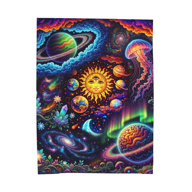 PSYCHEDELIC SOLAR SYSTEM Trippy Galaxy Blanket