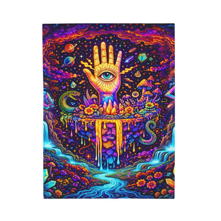 PSYCHEDELIC MIND'S EYE PALM Trippy Waterfalls Blanket