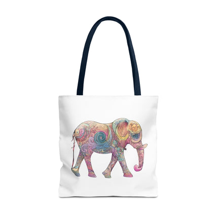 Elephant Lovers Tote | Majestic Color Pattern Custom Grocery Bag | Animal Gift Office Travel Carrier | Wild Woodland Business Traveler