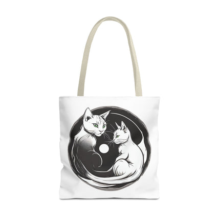 Cat Tote Bag | Moon Light Cats | Emerald Green Eyes Grocery Bag | Moonlit Mews Print Shopping Bag | Two Sided Office Carrier