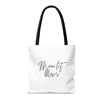 Cat Tote Bag | Moon Light Cats | Emerald Green Eyes Grocery Bag | Moonlit Mews Print Shopping Bag | Two Sided Office Carrier