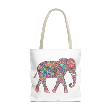Elephant Gift Tote | Majestic Color Pattern Custom Grocery Bag | Animal Lovers Office Travel Carrier | Wild Safari Business Traveler