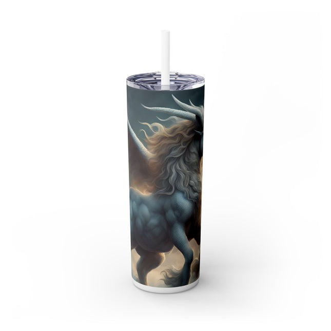 MAJESTIC MYTHS Skinny Tumbler -  Horned Pegasus Sky Cloud Fantasy Traveler