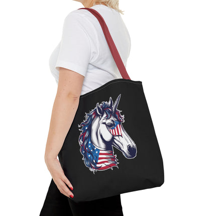 Patriotic Unicorn Gift Tote | American Flag Election Grocery Bag | United States Flag Freedom Lovers Office Travel Carrier | Patriot Sack
