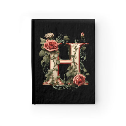 Personalized Letter H Diary | Custom Companion Journal | Hardcover Daily Life Log Black Book | Birthday, Wedding, Grandma, Grandmother Gift