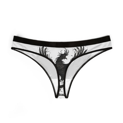 Black Phoenix Rising Women's Thongs, Lingerie Underwear, Sexy Bikini Panties, Empowering Intimate Apparel, Goth Thong Briefs