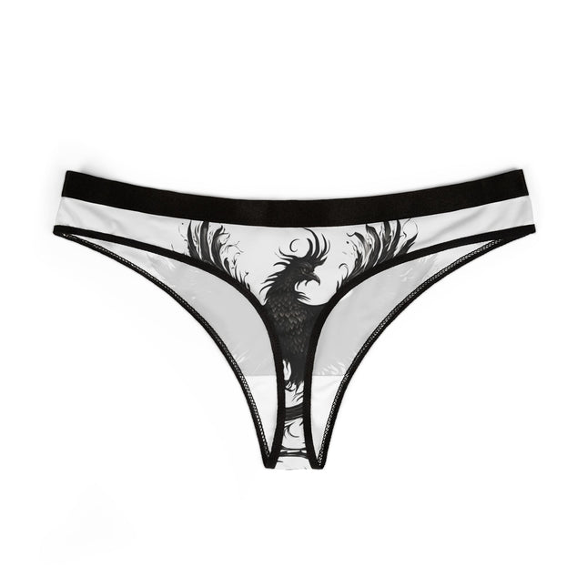 Black Phoenix Rising Women's Thongs, Lingerie Underwear, Sexy Bikini Panties, Empowering Intimate Apparel, Goth Thong Briefs