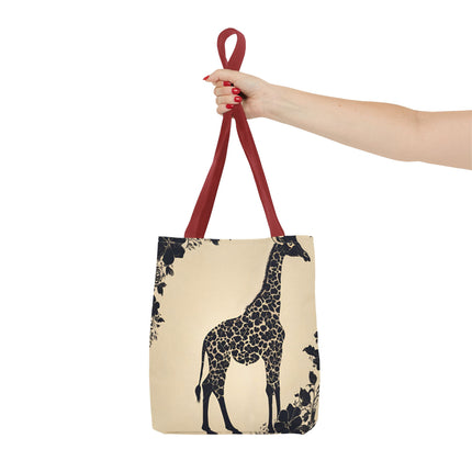 Giraffe Lovers Tote | Floral Safari Animal Grocery Bag | African Savanna Office Travel Carrier | Grassland Wood Forest Cotton Traveler
