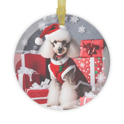 CLASSY POODLE Glass Christmas Ornament
