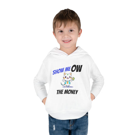 Funny Cat Toddler Hoodie, Boys or Girls Show MeOW The Money Cute Saying Graphic Fleece Pullover