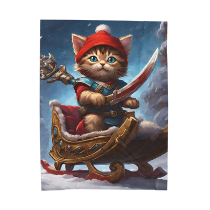 Christmas Blankets Kids Adults Blankets Velveteen Plush Blanket Cat Lovers Christmas Gift Santa Warrior Kitten Holiday Gift Cat Holiday Gift