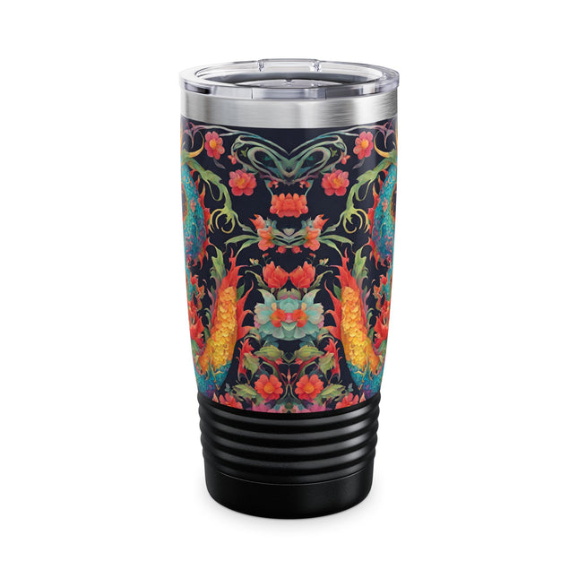 Dragon Tumbler | Japanese Flower Pattern Drink Companion | Floral Japan Insulated Travel Mug | Exercise Office College Road Trip Coffee Gift