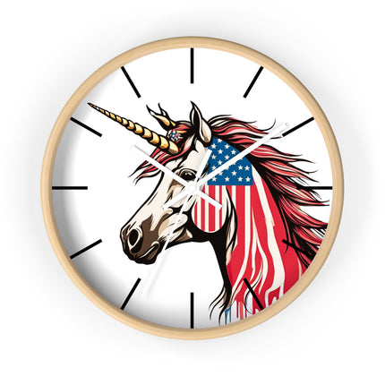 PATRIOTIC UNICORN Wall Clock - USA Freedom Fantasy Horse Decor