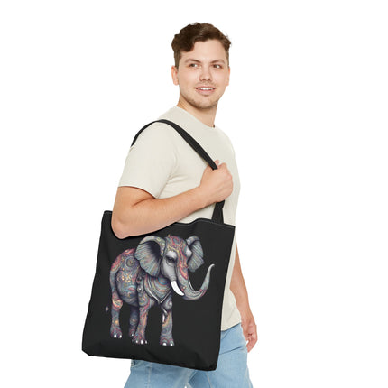 Personalized Elephant Gift Tote | Majestic Custom Grocery Bag | Animal Lovers Office Travel Carrier | Wild Kingdom Business Traveler