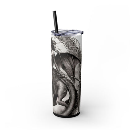 GOTHIC MEDIEVAL FLYING DRAGON Skinny Tumbler - Mutating Lizard Woman Beast Dark Fantasy Cup