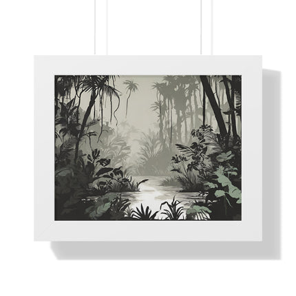 Wall Decor, Jungle Scene, Framed Wall Hanging, Black Shadow Print, Nature Scene Picture, Living Room Poster, Office Scenery