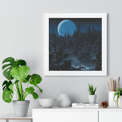 Wall Decor | City Street Panels Framed Poster | Skyline Buildings and Street Levels | Bedroom, Work or Home Office Wall Art Picture