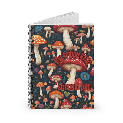 70's Style Mushrooms Notebook | Trippy Colorful Toadstools Students Notepad | College High School Spiral Workbook | Psychedelic Journal