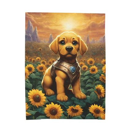 CRYSTAL ARMOR PUPPY Blanket - Sunflower Field Dog Plush Bed Cover Throw