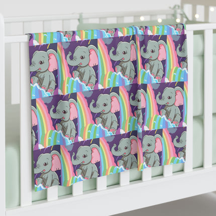 Animal Baby Swaddler, Elephant Rainbow Waterfall Changing Blanket, Cute Baby Shower Gift, Colorful Flowing Water Cartoon Infant Cover