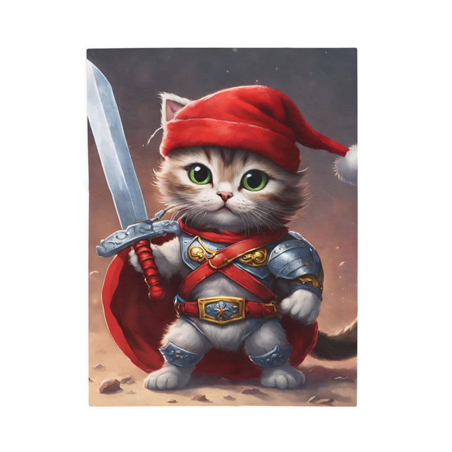 Christmas Blankets Kids Adults Blankets Velveteen Plush Blanket Cat Lovers Christmas Gift Santa Warrior Kitten Holiday Gift Cat Holiday Gift