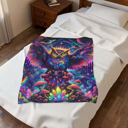 SPIRIT OWL GUARDIAN Galaxy Psychedelic Blanket