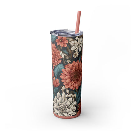 FLORAL BEAUTY Skinny Tumbler - Fitness Exercise Workout Drink Traveler