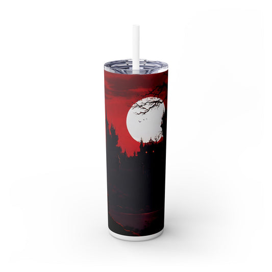 Castlevania Belmont Video Game Inspired Skinny Tumbler | A Journey Into Horrid Evil Insulated Cup | Dracula Castle Vampire Night Traveler