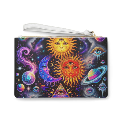 TRIPPY SUNS AND MOON SOLAR SYSTEM Clutch Bag