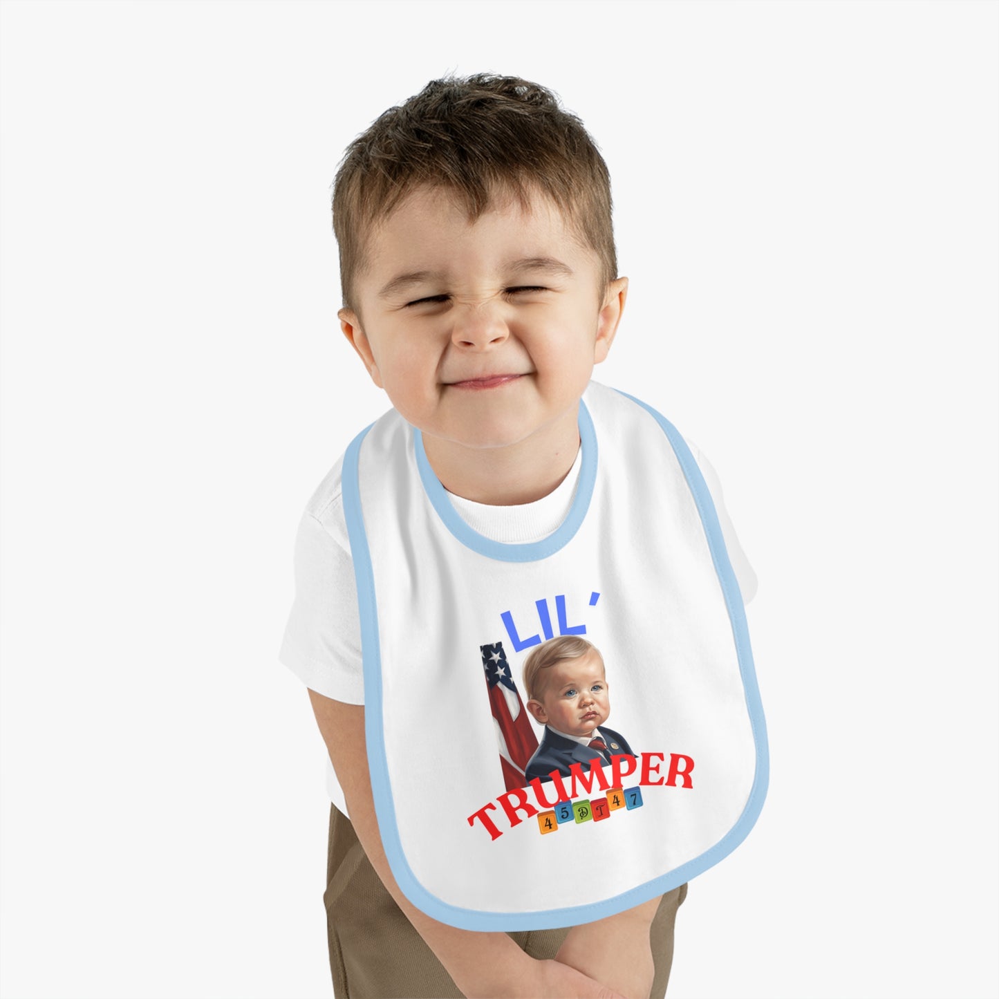 Baby Bib, Lil Trumper Trump Supporter Cotton Bib, Baby Gift, Gender Neutral Baby Shower, Newborn Gift, Infant Feeding, Baby Accessories