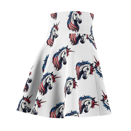 Patriotic Unicorn Skater Skirt | United States America Freedom Election Voter Summer Fall Wear | Patriot Loving American Veteran Womens Gift