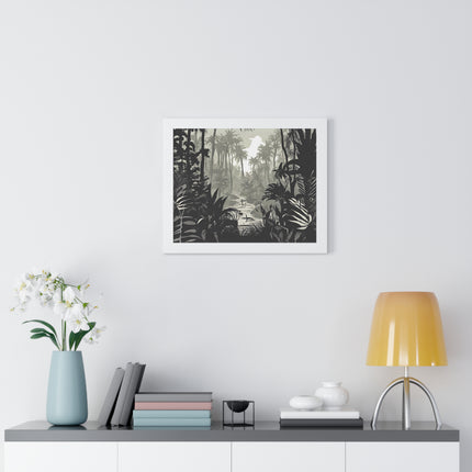 Wall Decor, Jungle Scene, Framed Wall Hanging, Black Shadow Print, Nature Scene Picture, Living Room Poster, Office Scenery