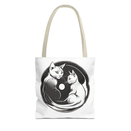 Cat Tote Bag | Moon Light Cats | Emerald Green Eyes Grocery Bag | Moonlit Mews Print Shopping Bag | Two Sided Office Carrier