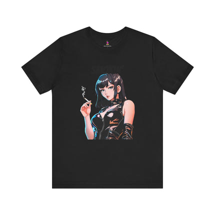 SMOKIN' T-Shirt - Anime Girl Leather Cigarette Edgy Art Tee