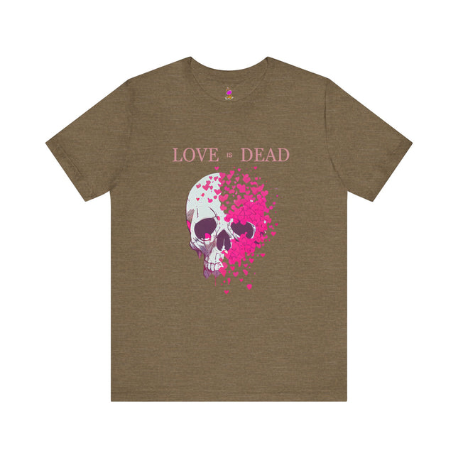LOVE IS DEAD Skull and Hearts Hopeless Romantic T-Shirt - Dark Gothic Romance Tee