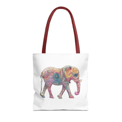 Elephant Lovers Tote | Majestic Color Pattern Custom Grocery Bag | Animal Gift Office Travel Carrier | Wild Woodland Business Traveler