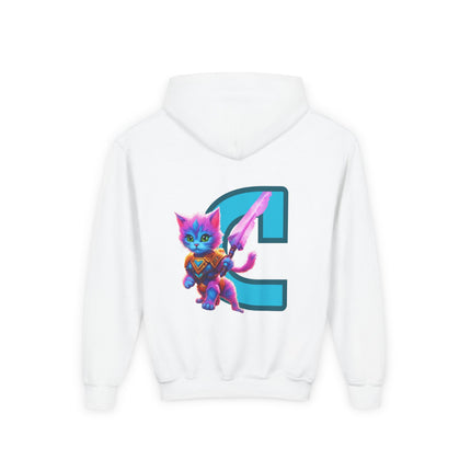 CUSTOM Letter C PERSONALIZED Centaur Warrior Cat Girls Hoodie Sweatshirt (ADD NAME TO FRONT)