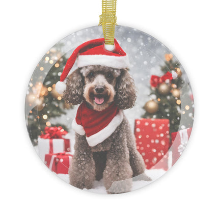 POODLE Glass Christmas Ornament
