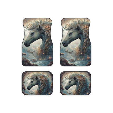 Majestic Myths Car Mats (Set of 4) | Mythological Stallion Horse Automobile Accessories | Front & Rear Mystic Steed Floor Auto Truck Gift