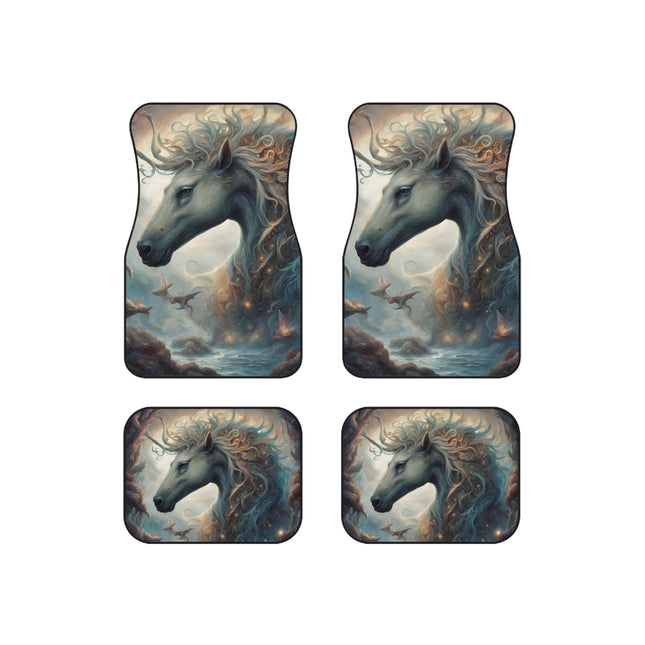 Majestic Myths Car Mats (Set of 4) | Mythological Stallion Horse Automobile Accessories | Front & Rear Mystic Steed Floor Auto Truck Gift