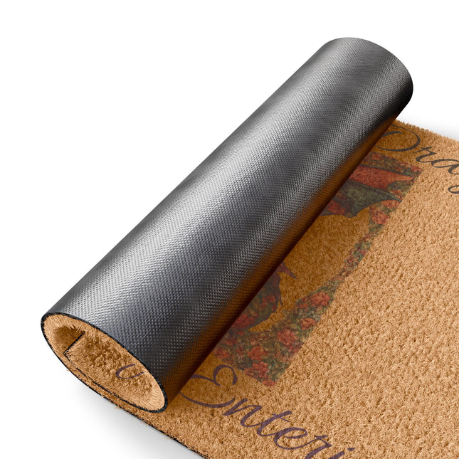 PLEASE BEGIN DRAGON YOUR SHOES UPON ENTERING Fantasy Dragon Tufted Door Rug