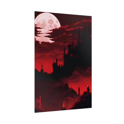 Castlevania Simon Belmont Video Game Room Inspired Wall Decor | The Cursed Night Begins Poster | Dracula Castle Vampire Night Wall Hanging