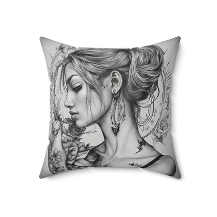 ROSE FLOWERED WOMAN Decorative Pillow