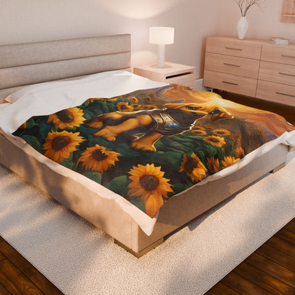 CRYSTAL ARMOR PUPPY Blanket - Sunflower Field Dog Plush Bed Cover Throw