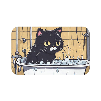 Funny Cute Cat, Cat Lovers Bathroom Rug, Kitty Bathing Floor Mat Bathroom Accent
